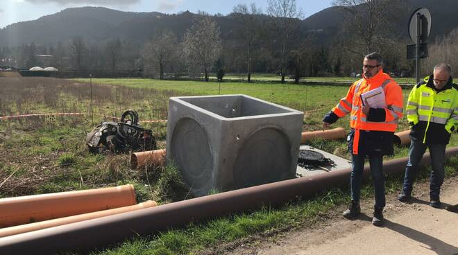 Sopralluogo ai lavori per il tubone dell'Oltreserchio