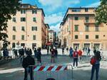 manifestazione mascherine tricolori Lucca