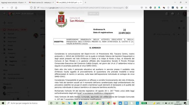 ordinanza comune sna minaito chiusura asilo