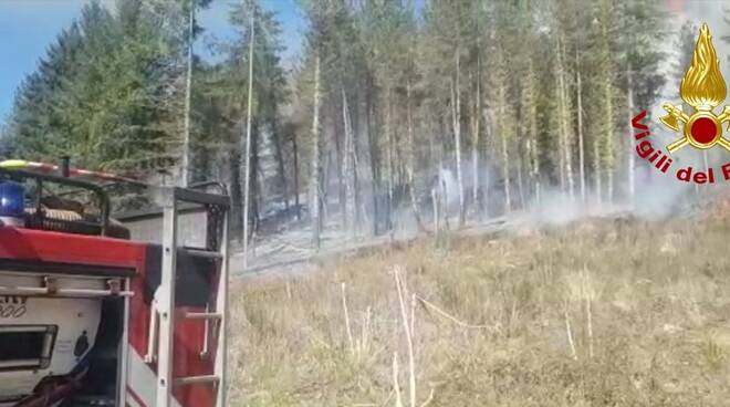 incendio di bosco a villetta san romano