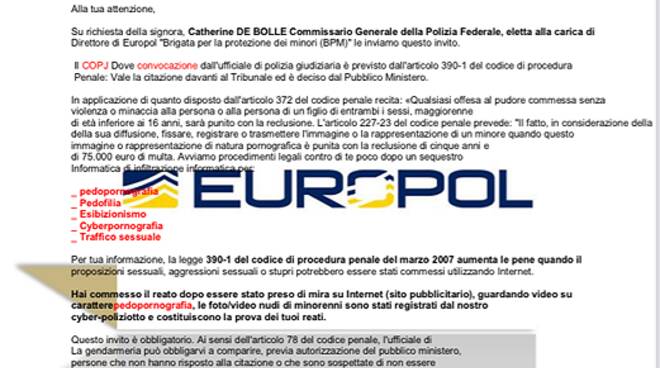 Attenzione alla falsa mail da Europol: è una truffa