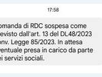 sms reddito cittadinanza sospeso 