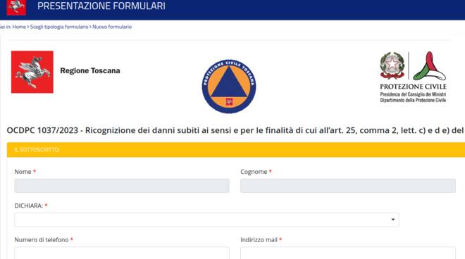 formulario danni alluvione